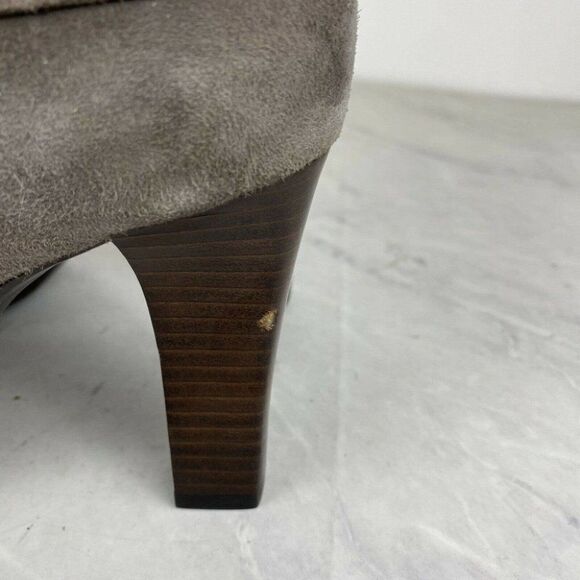 GEOX Ankle Boots Suede Bootie Taupe Size Zip Heels - Picture 5 of 12